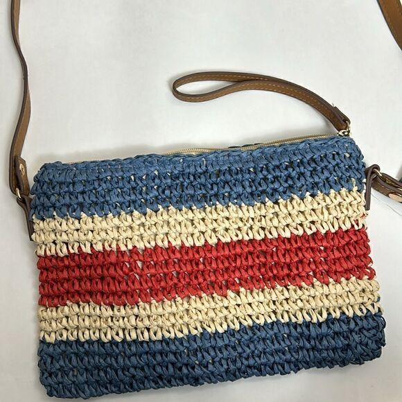 New INTERNATIONAL CONCEPT INC natural straw clutch wristlet crossbody bag - Picture 3 of 9